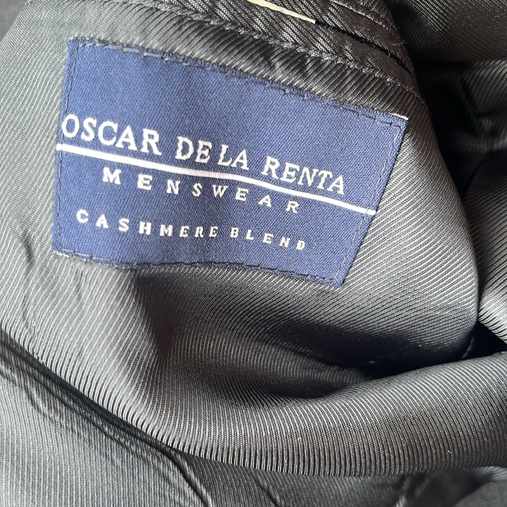 Vintage Oscar De La Renta menswear CASHMERE blend sports coat dark NAVY size 44R - Picture 8 of 9